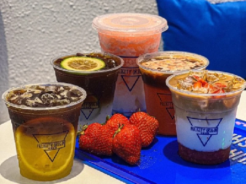 Colorful Fruit Coffee in Clear Cups